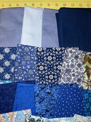 Quilting Sewing Cotton Fat Quarters, Lot Of 25, All Blues, Solids & Prints