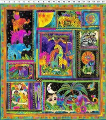 MYTHICAL JUNGLE Panel Quilt Fabric Laurel Burch /Clothworks 22″ x 23″ Each