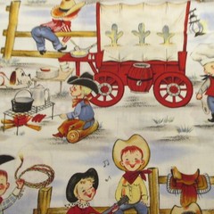 VTG LIL COWPOKES Cotton Quilting Fabric Michael Miller Cowboys ADORABLE BTY x 44