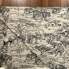 Classic Cottons Tigers Elephants Toile Black White Print Cotton Fabric 4 Yards