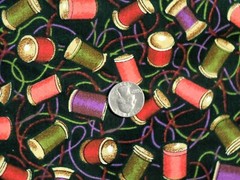Vintage Fabric Traditions Cotton Sewing Fabric With Spools Of Thread 4.8 Yards