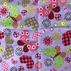 Flowers Butterflies & Hearts On Lavender Cotton Flannel Fabric 27″x44″ Hancocks