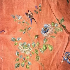 Antique Chinese Embroidered Silk Floral Pattern, Birds Theme
