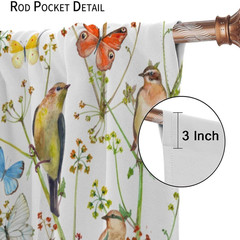 Spring Flowers Birds Curtains Watercolor Retro Patterns Colorful Butterfly Natur