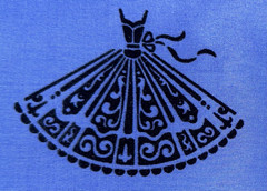Black Princess Party Dress Textured Pattern Blue Fabric 58×80” Cotton Upholstery