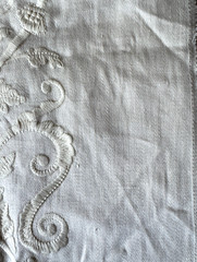 Ralph Lauren Pirou Embroidery Ivory Fabric Remnant 24″ x 24″
