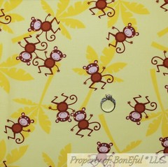 BonEful FABRIC FQ Cotton Quilt Yellow Brown Silly MONKEY Baby Girl Boy Unisex US