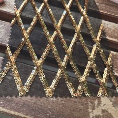 Jordyn GOLD Diamond Sequins on BLACK Mesh Lace Fabric by the Yard – 10008