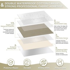 Canvas Waterproofing Repair Tape 4×70 Khaki Self Adhesive Fabric Restoration