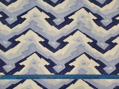Thibaut DECO MOUNTAIN BLUE Navy White Linen Designer Drapery Uph Print Fabric
