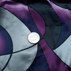 Vintage JOANN Silk Fabric 1.83 Yards 60″W Purple Grey Black Geometric Abstract