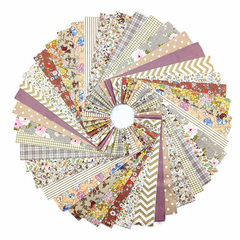 84 PCS Brown Jelly Roll Fabric Strips 2.6 Inch Precut Cotton Floral Bundle