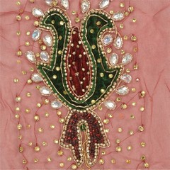 Sanskriti Vintage Design Fabric Hand Beaded Indian Dark Red Patch Work Decor