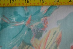 By 1/2 Yd, Large Abstract Floral Turquoise Peach & Yellow Pastels Cotton, N1491