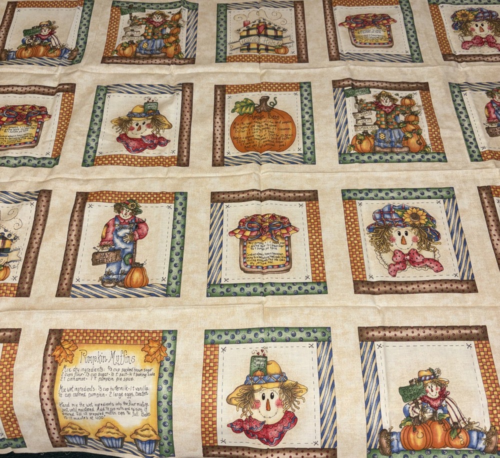 Dianna Marcum FALL HARVEST PUMPKIN Fabric 20 Panels/Blocks ea 6.5″ X 6.5″ QUILT