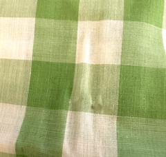 Vintage Large 1 in Gingham Print Fabric Cotton Blend 3 .25 Yds X 44″ Green READ
