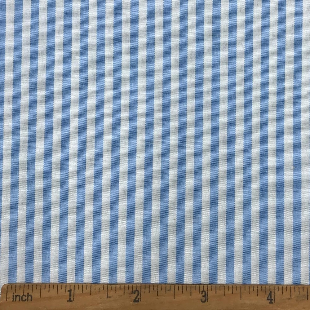 1/8″ Light Blue and White Striped Fabric Lightweight Polycotton 57″W x 36″L