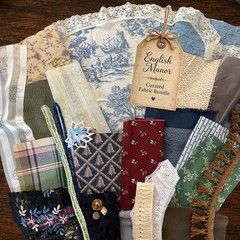 English Manor Curated Fabric Bundle, Textile Collage & Slow Stitch Supplies