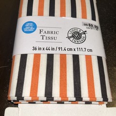 Loops & Threads Fabric, 1 Yard Precut 36″ x 44″, Orange, White and Black Stripes