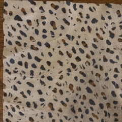 Faux Ultrasuede Remnant Tan w/ Brown Blotches Print 13″ x 19″ usable dimensions