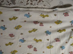 Vintage Animals Pink Blue Yellow Cotton Knit Tube Fabric 18″x36″/72″