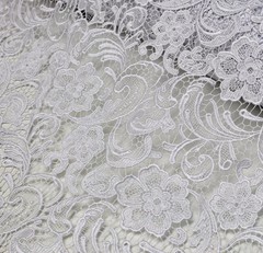 Maggie WHITE Guipure Venice Heavy Lace Fabric by the Yard – 10019