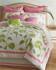 Dena Home Palm Court Floral Unfinished Duvet /Comforter Shell Fabric Pink Green