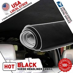 120″x60″ Headliner Foam Fabric Upholstery Roof Liner Repair Black Suede US