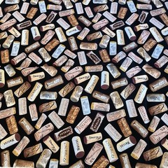 Wine Red White Glass Full Corks Tossed Timeless Treasures 2 Yard Bundle