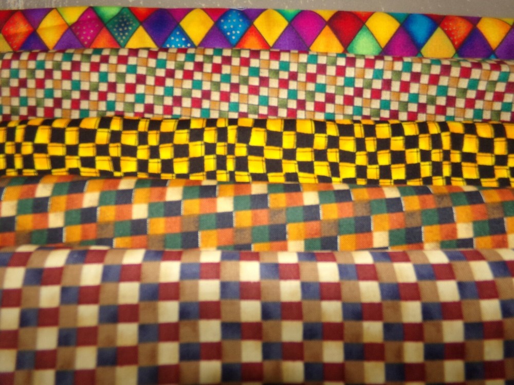 PRINTED CHECK checkerboard PLAID cotton FABRIC U-Pick SEE INFO 1/2 yd BTHY