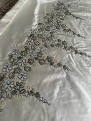 French Beaded Embroidered Bridal Satin Panel For Dress Or Gown Off White