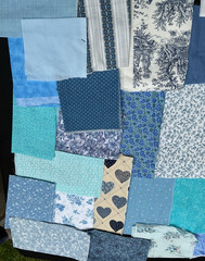 Fabric Scrap Bundle Blue Junk Journal Slow Stitch Lace Embroidery Sewing Vintage