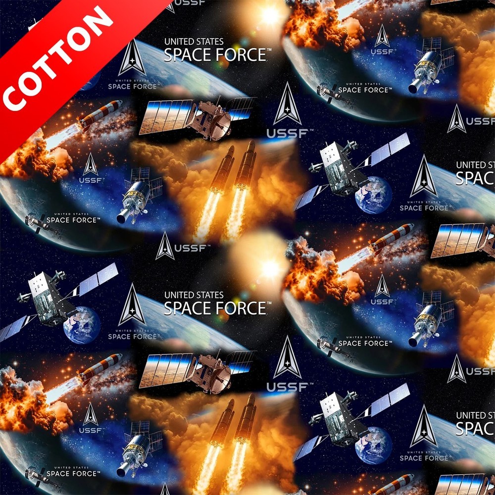 United States Space Force Scenic Cotton Fabric – 44″ Wide – Sold by The Yard