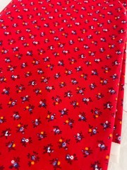 Vintage Red Calico print fabric 1970s 1980s 1 1/2 yards x WOF – Starched?
