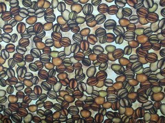 COFFEE BEANS ROAST BEAN TAN JAVA MULTI DIGITAL ART COTTON FABRIC FQ