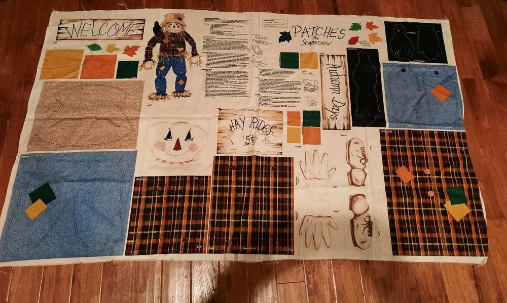 NWOT VTG PATCHES THE SCARECROW WELCOME FABRIC PANEL CUT AND SEW