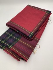 Scottish Tartan Double Sided Fabric Wool Plaid Burgundy Blue Yellow Green 4YDx62