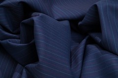 Vintage Drago Super 130’s Wool – 2.4m – 240g – Navy Pinstripe w/ Burgundy & Azur