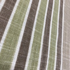 2010 Microfibres Linen Blend Green Brown Cream Stripe Upholstery Fabric BTY #13