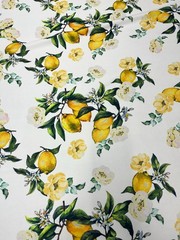 Lemon Floral Scuba Crepe Fabric Stretch Dressmaking Sewing Material 150cm Wide