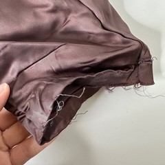 Vintage Union Made Womens Coat Lining Salvaged Brown Satin Wool Textile READ