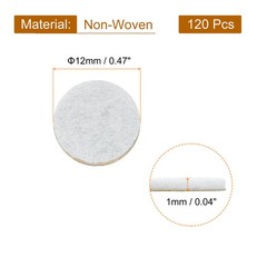 120Pcs Round Felt Circles, 12mm (1/2″) Non-Woven Felt Fabric Sticker, White