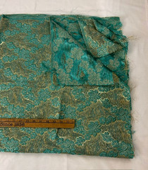 Vtg. Turquoise Blue with Gold Mesh Silk Fabric/Material