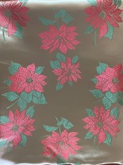 Vintage Poinsettia Satin Brocade Fabric 6 Yards Metallic Gold Red Green