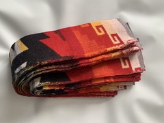 19 Genuine Pendleton Wool Fabric Remnant Strips Scrap Craft 3.5” X 23” Red Aztec