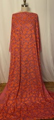 Silk Cotton Blend Embroidered Batiste Vibrant Orange Purple 3 Yds 34″ Long 56″W