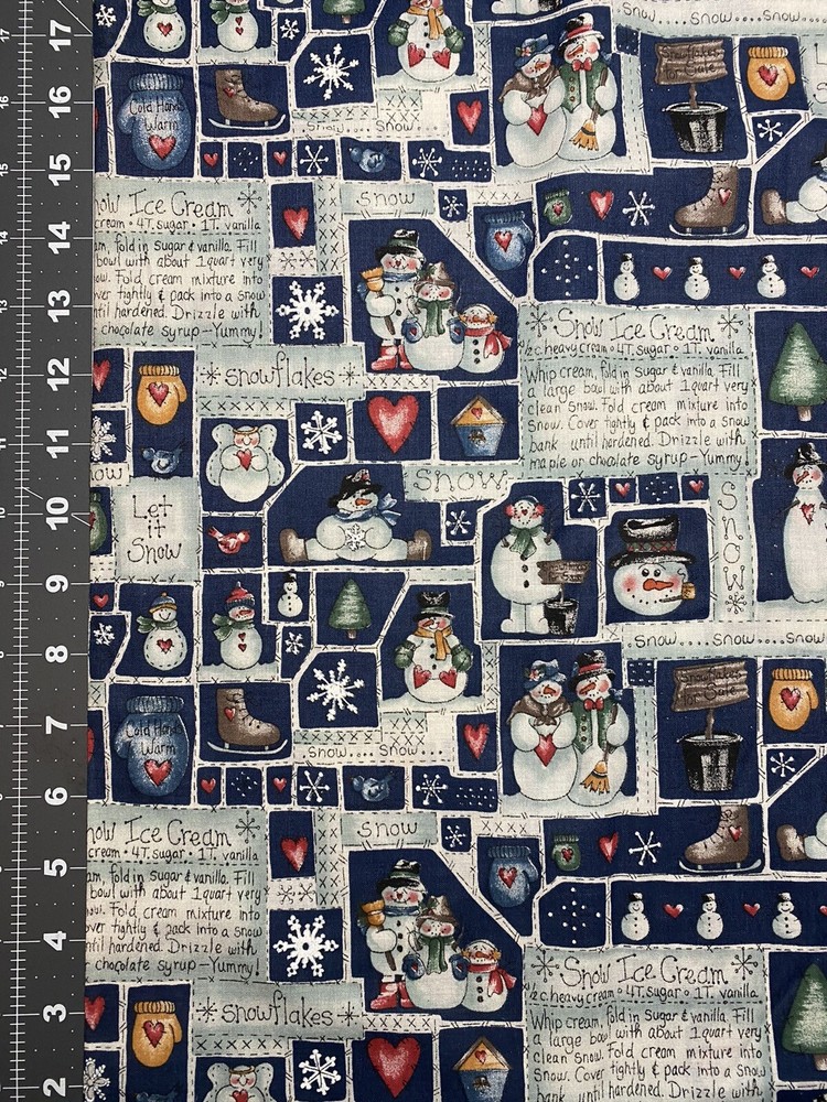 Snow Ice Cream Dianna Marcum Christmas Cotton Fabric 1/2 Yard New