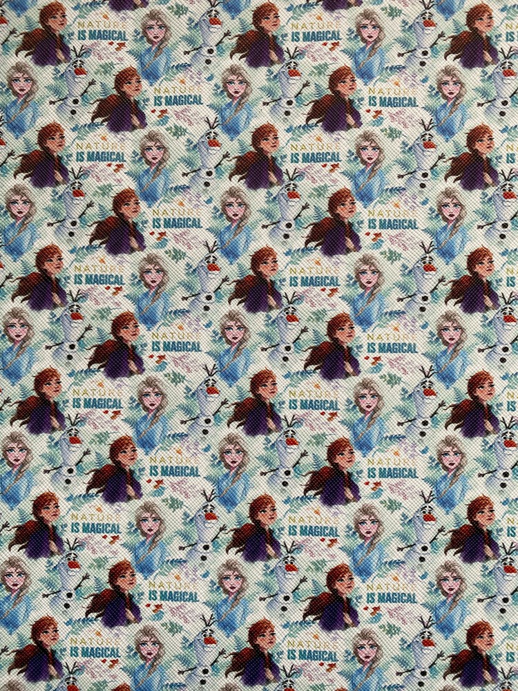 Frozen Elsa and Anna on White Printed Faux Leather 20x30cm