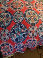 Aztec Mayan Indian-design, Red White Blue Fleece Fabric,Pick Stripe or Toss-BT½Y
