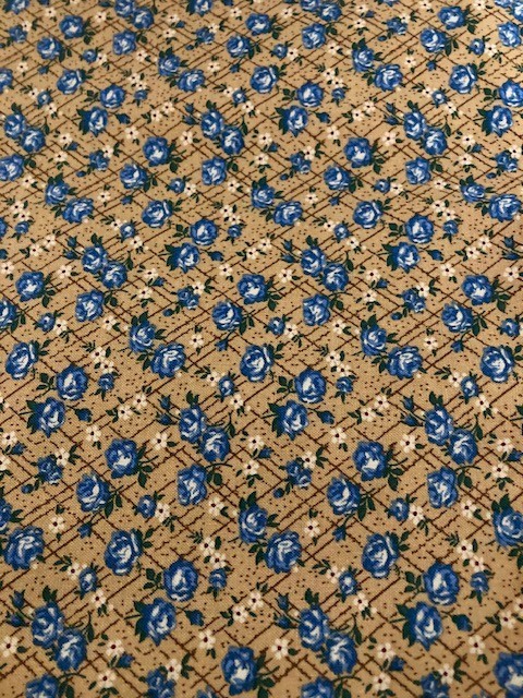 RJR Fabrics – Thimbleberries Club – Circle of Love – Tan & Blue Floral – 1 1/2
